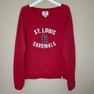 Women XL St Louis Cardinal Long Sleeve Tshirt Embroidered Patch Pocket 47 Brand